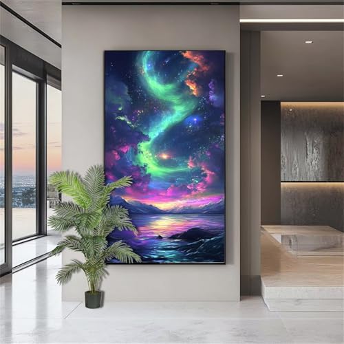 Diamond Painting Erwachsene Groß,Diamond Painting Landschaft Diamant Kunst Malerei Bilder Aurora 5D Diamant Kunst Malerei Kinder,Crystal Art Bilder Set Deko Aesthetic Geschenk für Frauen 90x180cm J706 von zohjlinwq