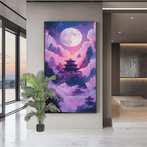 Diamond Painting Erwachsene Groß,Diamond Painting Landschaft Diamant Kunst Malerei Bilder Moon House 5D Diamant Malerei Kinder,Crystal Art Bilder Set Deko Aesthetic Geschenk für Frauen 100x200cm J752 von zohjlinwq