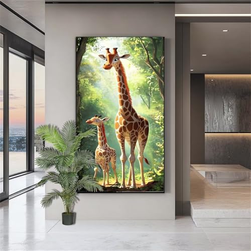 Diamond Painting Erwachsene Groß,Diamond Painting Tiere Diamant Kunst Malerei Bilder Giraffen 5D Diamant Kunst Malerei Kinder,Crystal Art Bilder Set Deko Aesthetic Geschenk für Frauen 90x180cm J596 von zohjlinwq