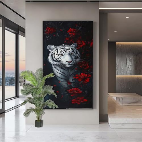 Diamond Painting Erwachsene Groß,Diamond Painting Tiere Diamant Kunst Malerei Bilder Tiger 5D Diamant Kunst Malerei Kinder,Crystal Art Bilder Set Deko Aesthetic Geschenk für Frauen 100x200cm J582 von zohjlinwq