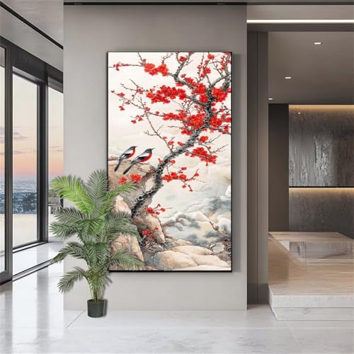 Diamond Painting Erwachsene Groß,Diamond Painting Vögel Diamant Kunst Malerei Bilder Landschaft 5D Diamant Kunst Malerei Kinder,Crystal Art Bilder Set Deko Aesthetic Geschenk für Frauen 80x160cm J822 von zohjlinwq