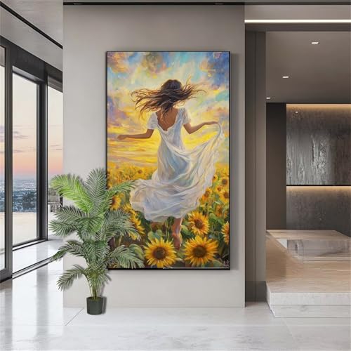 Diamond Painting Frau Diamond Painting Erwachsene Sonnenblume Diamant Kunst Malerei Bilder Kinder ab 10 Jahre 5D Crystal Art Diamant Malerei Set Deko Schlafzimmer Geschenke für Frauen 100x200cm J845 von zohjlinwq