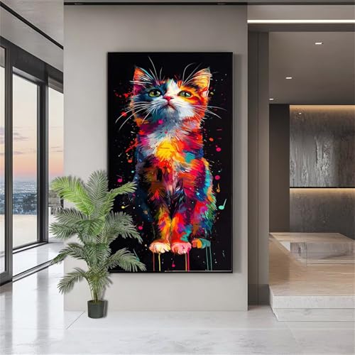 Diamond Painting Katze Diamond Painting Erwachsene Niedlich Diamant Kunst Malerei Bilder Kinder ab 10 Jahre 5D DIY Crystal Art Diamant Malerei Set Deko Schlafzimmer Geschenke für Frauen 100x200cm J779 von zohjlinwq