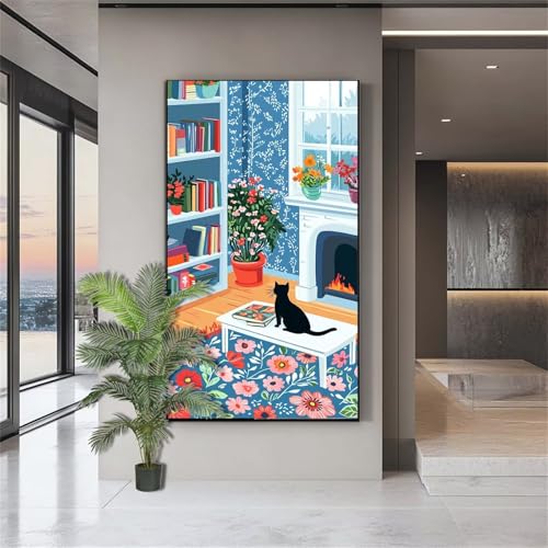 Diamond Painting Katze Diamond Painting Erwachsene Zimmer Diamant Kunst Malerei Bilder Kinder ab 10 Jahre DIY Full Crystal Art Diamant Malerei Set Deko Schlafzimmer Geschenke für Frauen 80x200cm J773 von zohjlinwq