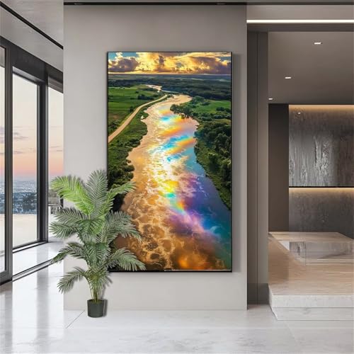 Diamond Painting Landschaft Diamond Painting Erwachsene Fluss Diamant Kunst Malerei Bilder Kinder ab 10 Jahre 5D Crystal Art Diamant Malerei Set Deko Schlafzimmer Geschenke für Frauen 100x200cm J703 von zohjlinwq