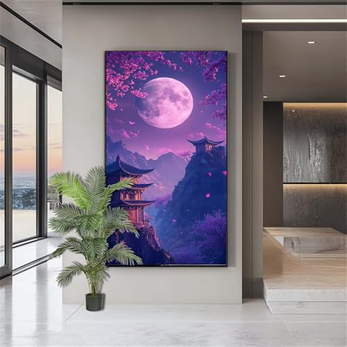 Diamond Painting Landschaft Diamond Painting Erwachsene Mond Diamant Kunst Malerei Bilder Kinder ab 10 Jahre 5D Crystal Art Diamant Malerei Set Deko Schlafzimmer Geschenke für Frauen 100x200cm J749 von zohjlinwq