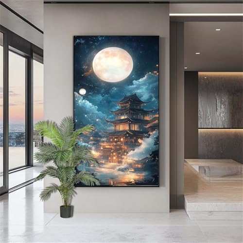 Diamond Painting Landschaft Diamond Painting Erwachsene Moon House Diamant Kunst Malerei Bilder Kinder ab 10 Jahre Crystal Art Diamant Malerei Set Deko Schlafzimmer Geschenke für Frauen 100x200cm J753 von zohjlinwq