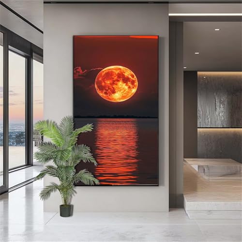 Diamond Painting Landschaft Diamond Painting Erwachsene Moon Sea Diamant Kunst Malerei Bilder Kinder ab 10 Jahre Crystal Art Diamant Malerei Set Deko Schlafzimmer Geschenke für Frauen 80x200cm J755 von zohjlinwq