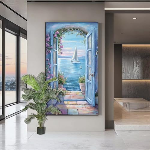 Diamond Painting Meer Diamond Painting Erwachsene Schiff Diamant Kunst Malerei Bilder Kinder ab 10 Jahre DIY 5D Full Crystal Art Diamant Malerei Deko Schlafzimmer Geschenke für Frauen 80x200cm J603 von zohjlinwq