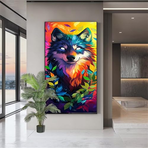 Diamond Painting Wolf Diamond Painting Erwachsene Abstrakt Diamant Kunst Malerei Bilder Kinder ab 10 Jahre DIY 5D Full Crystal Art Diamant Malerei Deko Schlafzimmer Geschenke für Frauen 100x200cm J765 von zohjlinwq