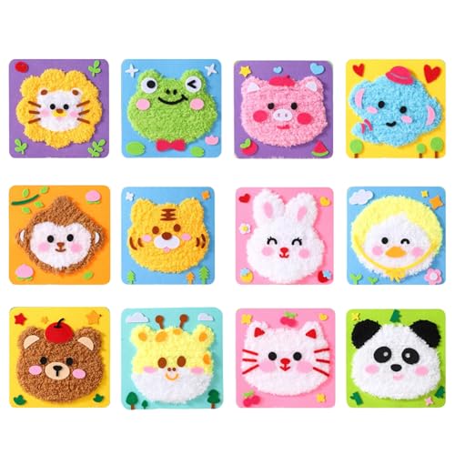 zoocco Diy Embroidery Doll Set, Cartoon Animal Embroidery Kit for Kids, Fun Cute Animal Craft Kit (12*I) von zoocco