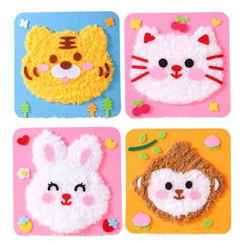 zoocco Diy Embroidery Doll Set, Cartoon Animal Embroidery Kit for Kids, Fun Cute Animal Craft Kit (4*A) von zoocco