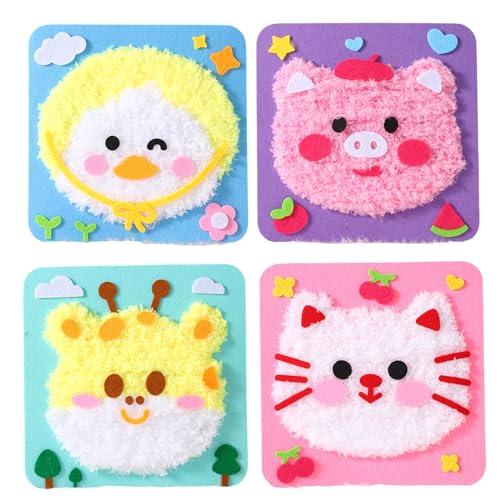 zoocco Diy Embroidery Doll Set, Cartoon Animal Embroidery Kit for Kids, Fun Cute Animal Craft Kit (4*B) von zoocco