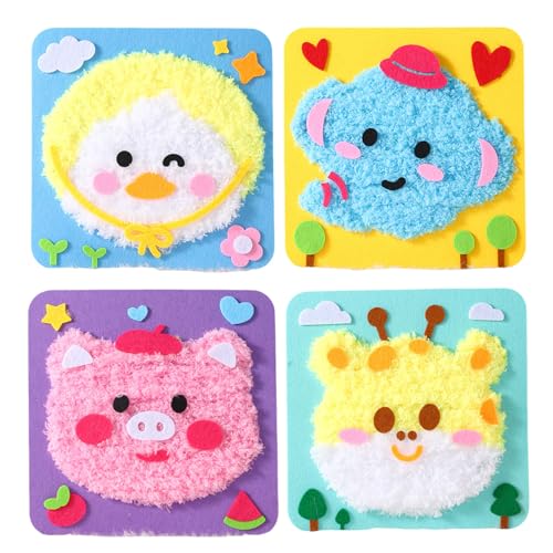 zoocco Diy Embroidery Doll Set, Cartoon Animal Embroidery Kit for Kids, Fun Cute Animal Craft Kit (4*E) von zoocco