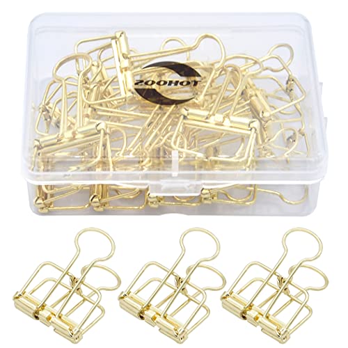 Binder Clips Premium Wire Clips Gold 2,4 cm Hohl Büroklammern - 15 Stück von zoohot