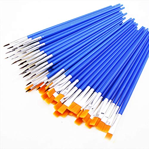 Zosenda Pinsel-Set, 80-teilig, Nylon-Pinsel für Körperfarbe, Acrylfarben, Aquarell, Ölgemälde – 40 Pinsel mit flacher Spitze + 40 Pinsel mit runder Spitze (blau) von zosenda