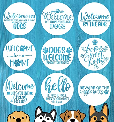 Welcome Stencils 30,5 cm runde Schablonen, wiederverwendbar, Hello Schablone, lustige Malvorlagen für Türaufhänger/Veranda-Holzschild/Willkommensmatte von zosylley