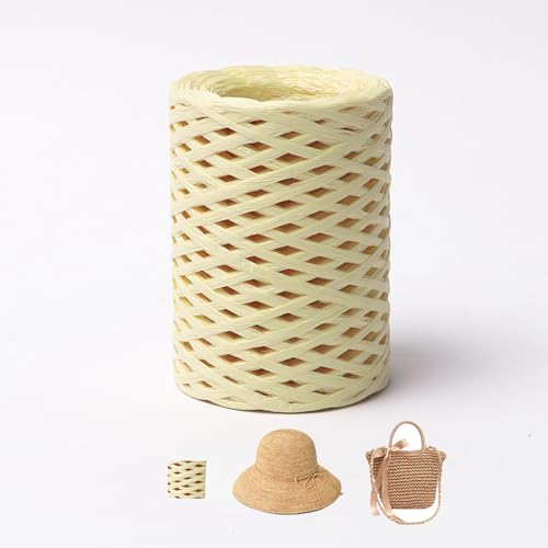 150M Raffiabast Papierband, Raffia Bastband 1 Rollen Natur Bindebast Für Geschenkverpackung, Weben, DIY Handwerk Dekoration (Gelb-C) von zoufabaola