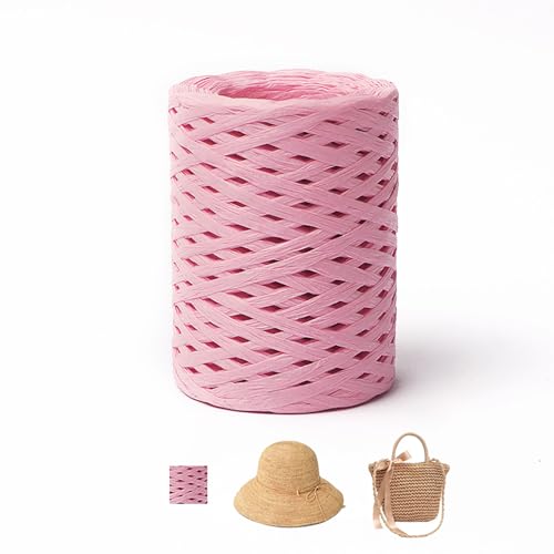 150M Raffiabast Papierband, Raffia Bastband 1 Rollen Natur Bindebast Für Geschenkverpackung, Weben, DIY Handwerk Dekoration (Rosa-B) von zoufabaola