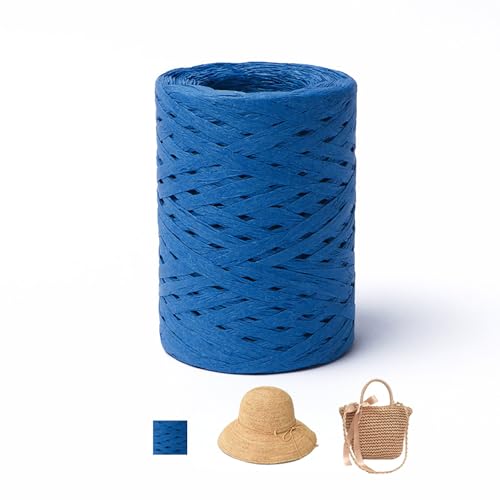 150m Raffiabast Papierband, Papier Bänder, Bast Raffia Papier Packschnur Für Geschenkverpackung, Weben, Dekoration Und Gärtnern (Blau-C) von zoufabaola