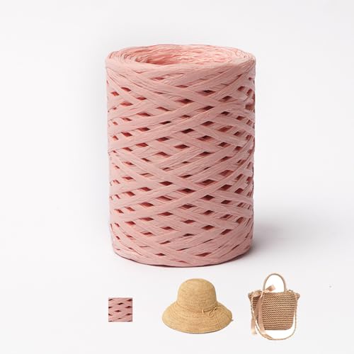 150m Raffiabast Papierband, Papier Bänder, Bast Raffia Papier Packschnur Für Geschenkverpackung, Weben, Dekoration Und Gärtnern (Rosa-A) von zoufabaola