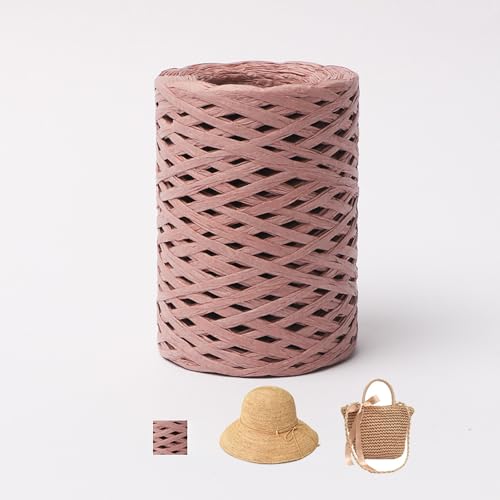 150m Raffiabast Papierband, Papier Bänder, Bast Raffia Papier Packschnur Für Geschenkverpackung, Weben, Dekoration Und Gärtnern (Rosa-D) von zoufabaola