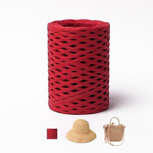 150m Raffiabast Papierband, Papier Bänder, Bast Raffia Papier Packschnur Für Geschenkverpackung, Weben, Dekoration Und Gärtnern (Rot-A) von zoufabaola