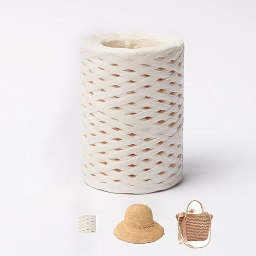 150m Raffiabast Papierband, Papier Bänder, Bast Raffia Papier Packschnur Für Geschenkverpackung, Weben, Dekoration Und Gärtnern (Weiß-A) von zoufabaola