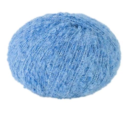 1X50g Fluffy Yarn, Häkelwolle Flauschig, Flauschige Wolle Zum Häkeln, Klobiges Baumwollgarn Einfaches Strickgarn Zum Häkeln Stricke,Länge 200 Meter,Gewicht 50g (Blau-c) von zoufabaola