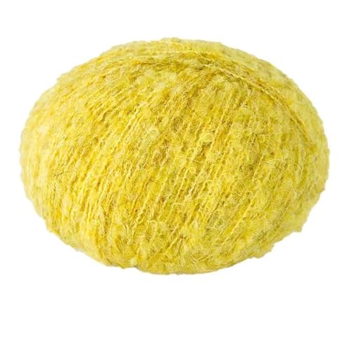 1X50g Fluffy Yarn, Häkelwolle Flauschig, Flauschige Wolle Zum Häkeln, Klobiges Baumwollgarn Einfaches Strickgarn Zum Häkeln Stricke,Länge 200 Meter,Gewicht 50g (Gelb-b) von zoufabaola