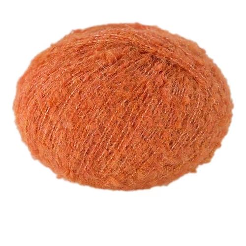 1X50g Fluffy Yarn, Häkelwolle Flauschig, Flauschige Wolle Zum Häkeln, Klobiges Baumwollgarn Einfaches Strickgarn Zum Häkeln Stricke,Länge 200 Meter,Gewicht 50g (orange) von zoufabaola