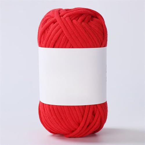 50g Dickes Garn Baumwolle zum Häkeln, Chunky Häkelgarn für Anfänger, Kein Geteiltes Häkeln Amigurumi Wolle, Klobiges Baumwollgarn Einfaches Strickgarn zum Häkeln Stricke (Rot-C) von zoufabaola