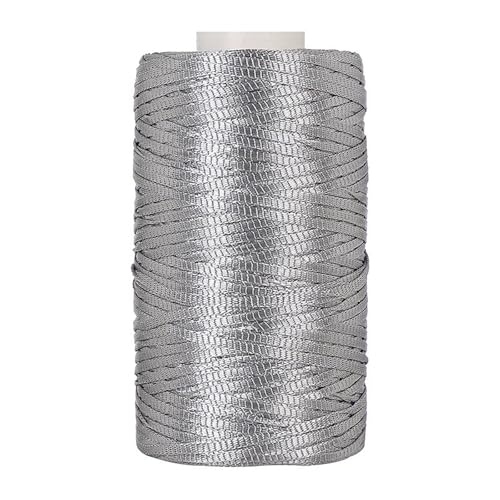 Polypropylen Flache Macrame Cord | Breite: 3mm | Gewicht: 100 G | Makramee Garn | Garn Zum Häkeln | Makramee Band | Makramee Schnur | Gilt Für Häkeln, Stricken, Dekoration, DIY Handwerk (Hellgrau) von zoufabaola