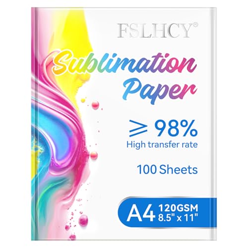 Sublimationspapier A4, 210 x 297 mm, 100 Blatt, 120gsm Transferpapier für T-Shirts, Baumwolle, Tassen, Keramikbecher, Schnelltrocknend & gute Planlage von zoxpm