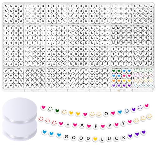 zrfgbxim 1400 STK Buchstabenperlen zum Auffädeln, A-Z Buchstaben Perlen für Armbänder Buchstaben, Runde Alphabet Perlen Set mit bunte Acrylperlen für Armbänder Halsketten Schmuck Bastelset von zrfgbxim