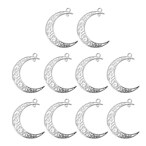 zuousxbs 10 Stück/Set Hohle Mond- und Halbmond-Anhänger, Symbol-Filigran für die Herstellung von Schmuck und Halsketten von zuousxbs