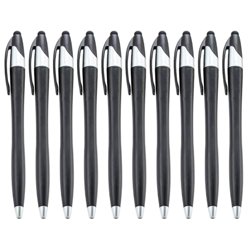 zuousxbs 10 Stück Druckkugelschreiber mit Stylus-Spitze, 2-in-1-Stylus-Kugelschreiber, Touchscreen-Stift, 1,0-mm-Spitze, reibungsloses Schreiben von zuousxbs