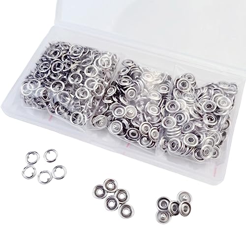 zuousxbs 150 Sets Druckknöpfe, 9,5 mm Silberne Druckknöpfe aus Metall zum Nähen und Basteln, Druckknöpfe mit offenen Zinken von zuousxbs