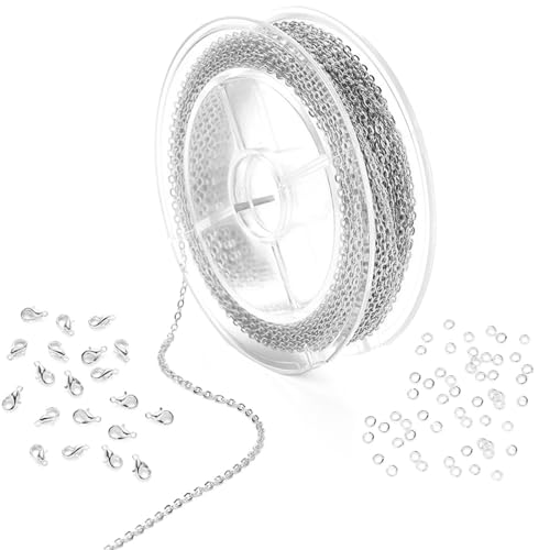 zuousxbs Aluminium-Kabelkette mit Prägung, Set mit Karabinerverschlüssen und Biegeringen, Y-Bastelbedarf, Metallschmuckherstellung, Zubehör von zuousxbs