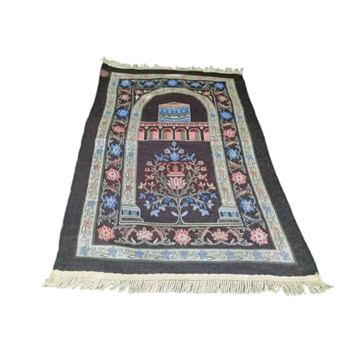 zuousxbs Gebetsteppich für Muslime, mit Quasten, für unterwegs, tragbar, Blumenmuster, Teppichdecke, Heimdekoration, 70 x 110 cm von zuousxbs