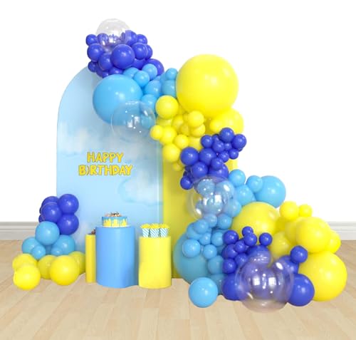 Geburtstags Party Dekorationen Luftballons Girlanden Bogen Geburtstags Partyzubehör Blau Gelb Hellblau Latex Ballon Bogen Party Dekorationen von zuxinor