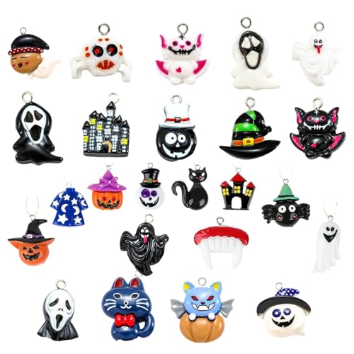 Halloween Miniature, 3D Halloween Resin Charm Set for Jewelry Making, Miniature Craft Beads for Bracelets, Earrings, Wreaths, Dress Decorations von zwxqe