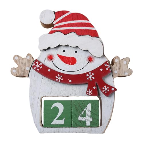 Holz Schneemann Countdown Schild | Weihnachten Adventskalender Countdown Zeichen | Weihnachten Adventskalender mit Elch | Klassische rustikale Feiertagsdekoration | Countdown bis Weihnachten Schild von zwxqe