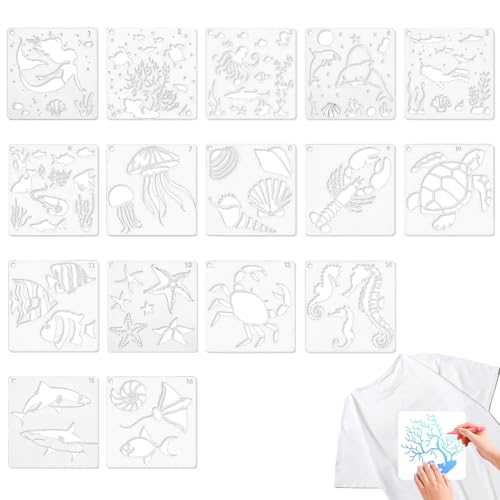 Meerestier-Malschablone, Meerestier-Sprühfarbe, Schablone, Zeichenschablonen, Meerestier-Zeichenschablonen zum Malen auf Holz, Wand, Heimdekoration von zwxqe