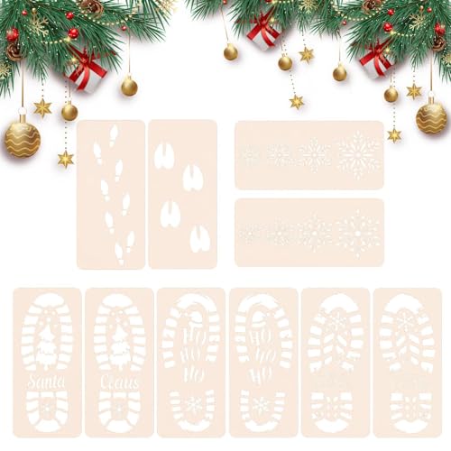 Santa Claus Footprints Template, 12x5.5 Inch Christmas Santa Footprint Stencil, Large Floor Stencils for Christmas, Santa Footprint Floor Templates, Snowflake Stencils for Floor von zwxqe