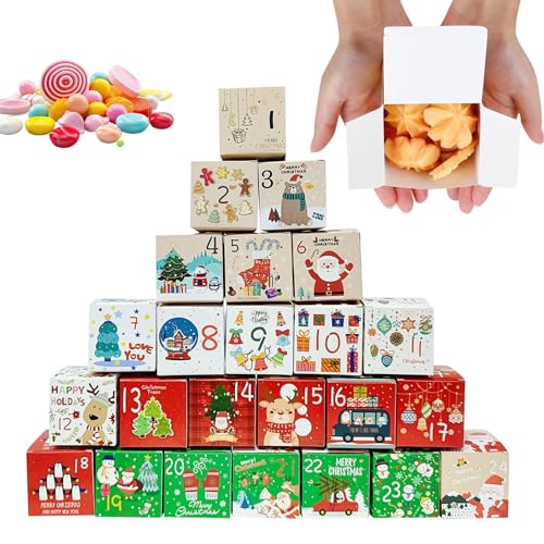 Zwxqe Box 2024, Christmas Countdown Calendar Box, Reusable Christmas Decorations with 24 Cardboard Number Boxes for Adults and Children, Holiday Countdown Set von zwxqe