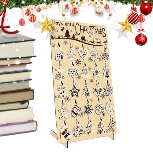 zwxqe Adventsdekorationen, Weihnachts-Countdown aus Holz, Feiertags-Ornament-Kalender, festlicher Countdown-Kalender, Adventskalender-Dekorationen, 25 Tage Countdown, Holz-Countdown für Feiertage, 43 von zwxqe