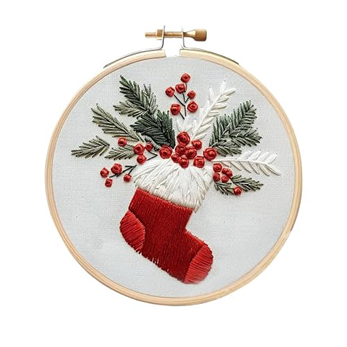 zwxqe Holiday Embroidery Kits, Christmas Craft Kits, Easy Embroidery Kits, Stamped Kit for Beginners, Embroidery Kit for Kids, Adult Christmas Kits, Christmas Needlework Kits for Beginners von zwxqe