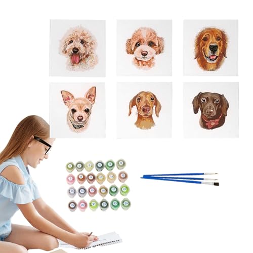 zwxqe Paint By Numbers Dog, Puppy Drawing Kit, Framed Animal Painting Set, Multifunctional Art Craft For Kids And Adults, School, Classroom, And Home Décor von zwxqe