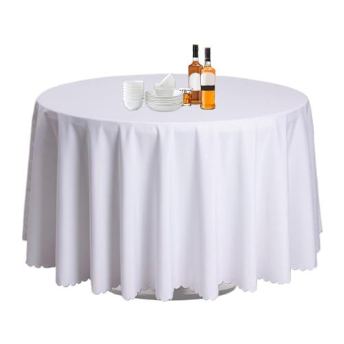 zwxqe Round Table Cloth Cover, Sturdy Polyester Table Linen, Stain-Resistant Dining Accessory for Kitchen, Buffet, and Elegant Wedding Reception Decoration 63 Inch von zwxqe